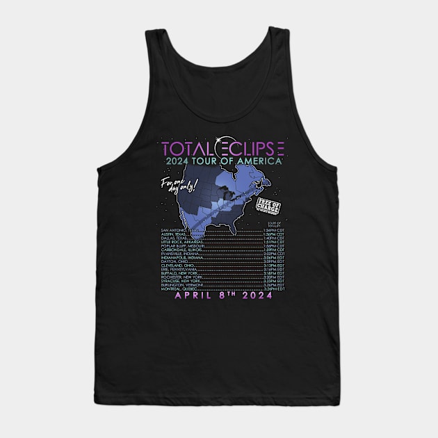 Total Solar Eclipse April 8th 2024 Tour of America - On Back Tank Top by NerdShizzle